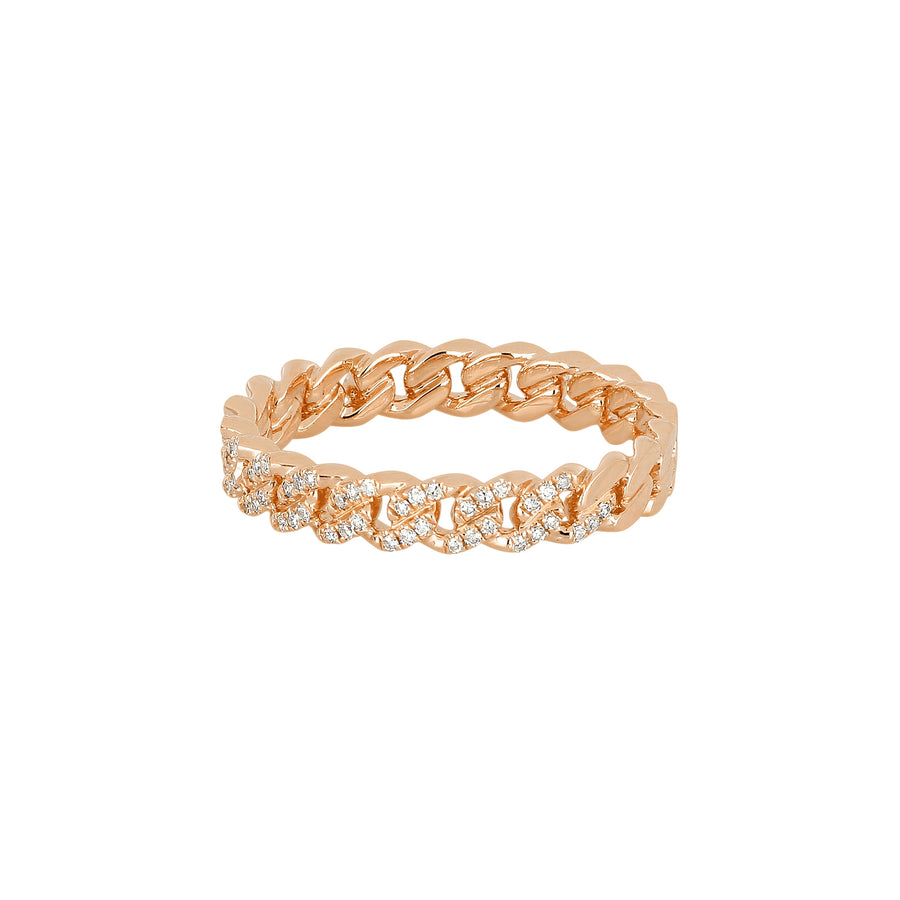 EF Collection Mini Curb Chain Diamond Ring - Rose Gold - Broken English Jewelry