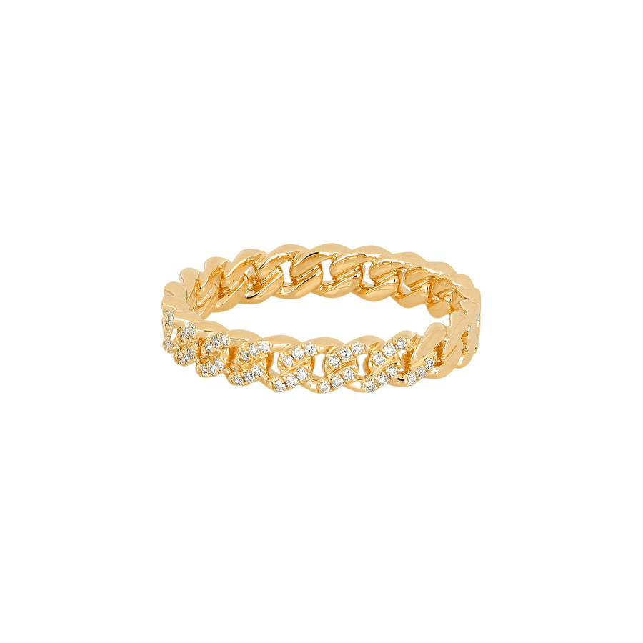 EF Collection Mini Curb Chain Diamond Ring - Yellow Gold - Broken English Jewelry