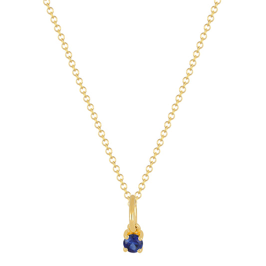 Sapphire Birthstone Necklace - Yellow Gold - Main Img