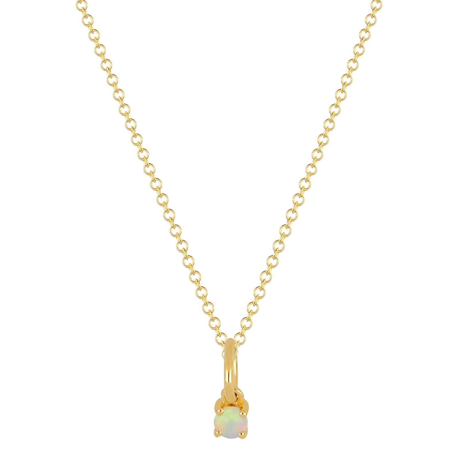 EF Collection Opal Birthstone Necklace - Yellow Gold - Broken English Jewelry