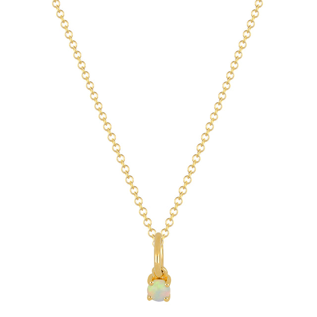 EF Collection Opal Birthstone Necklace - Yellow Gold - Broken English Jewelry