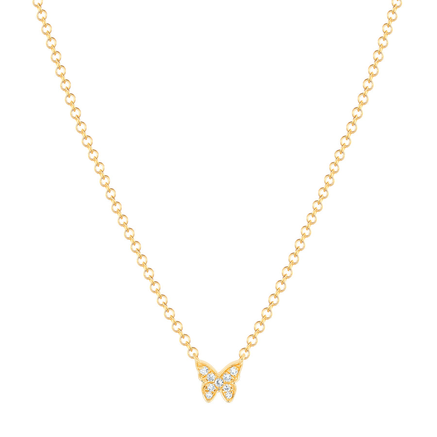 EF Collection Baby Diamond Butterfly Necklace - Yellow Gold - Broken English Jewelry