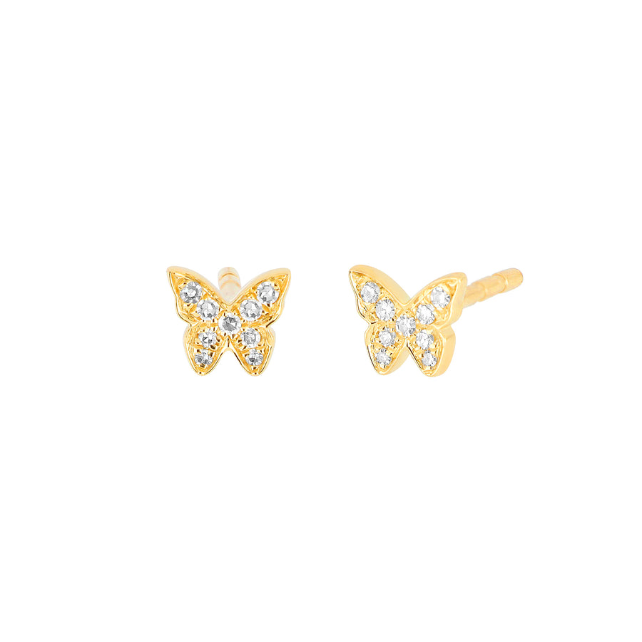 EF Collection Baby Diamond Butterfly Studs - Yellow Gold - Broken English Jewelry