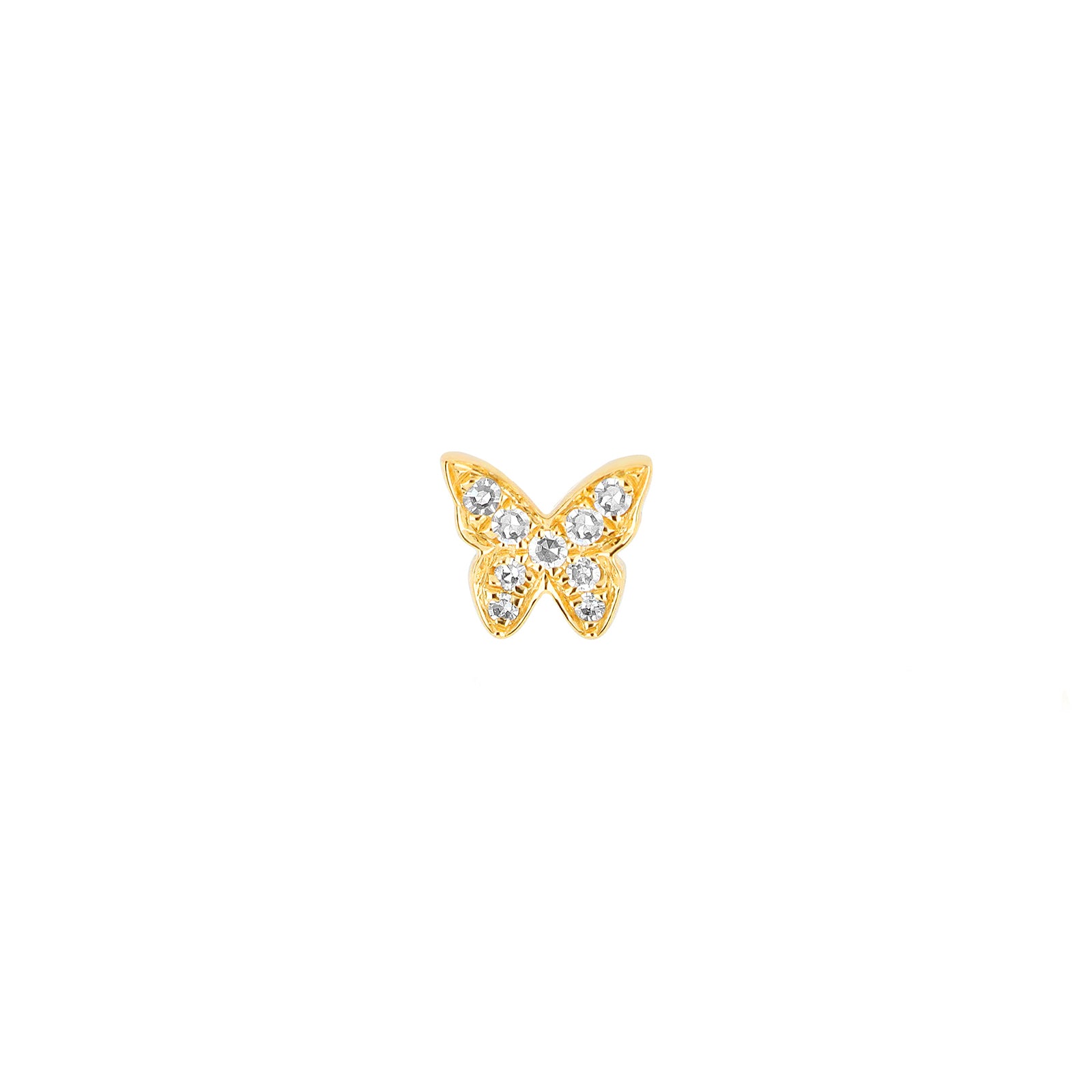 EF Collection Baby Diamond Butterfly Stud - Yellow Gold - Broken English Jewelry