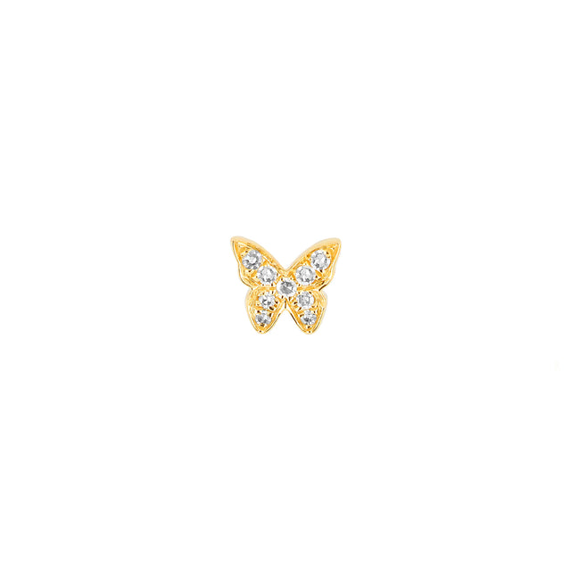 EF Collection Baby Diamond Butterfly Stud - Yellow Gold - Broken English Jewelry