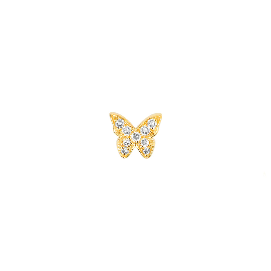 EF Collection Baby Diamond Butterfly Stud - Yellow Gold - Broken English Jewelry