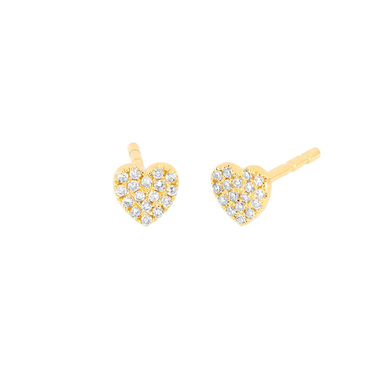 EF Collection Baby Diamond Heart Studs - Yellow Gold - Broken English Jewelry