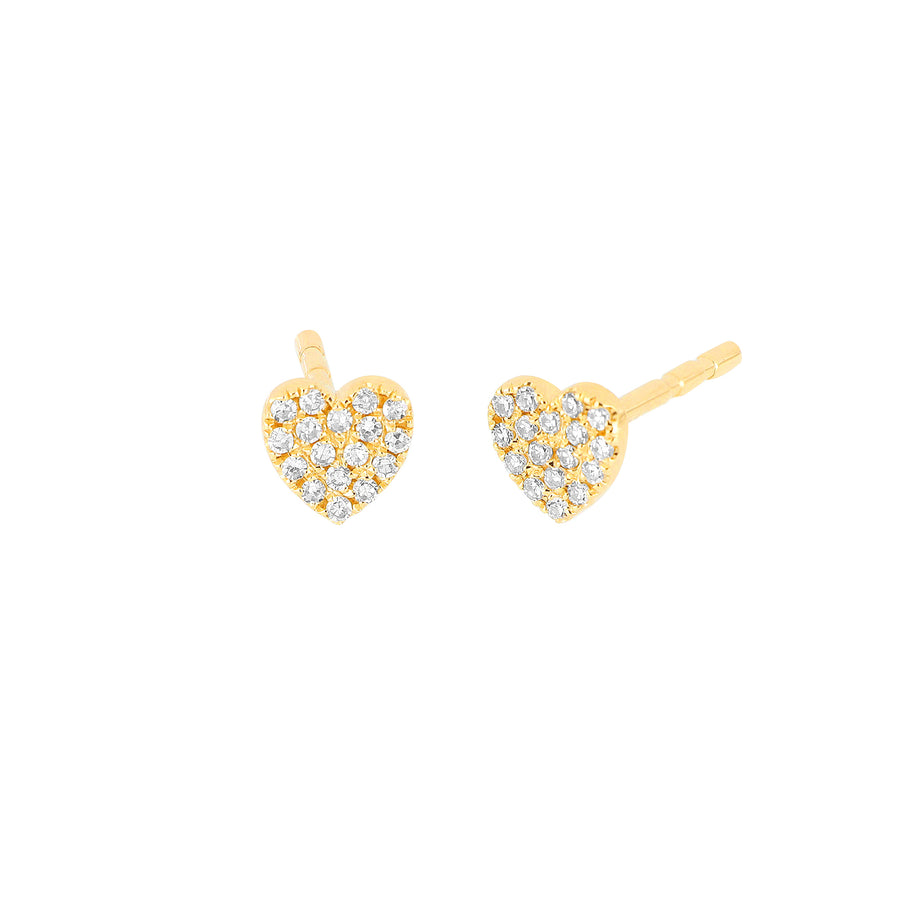 EF Collection Baby Diamond Heart Studs - Yellow Gold - Broken English Jewelry