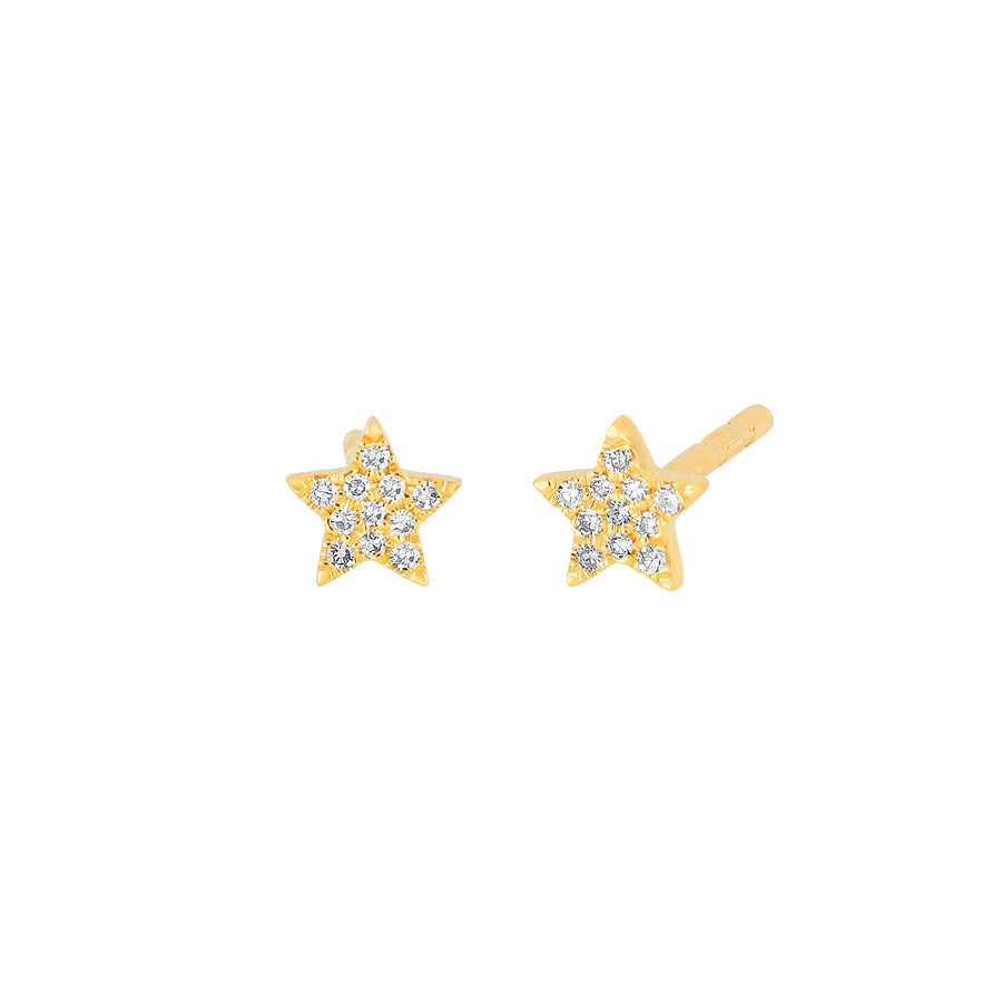EF Collection Baby Diamond Star Studs - Yellow Gold - Broken English Jewelry
