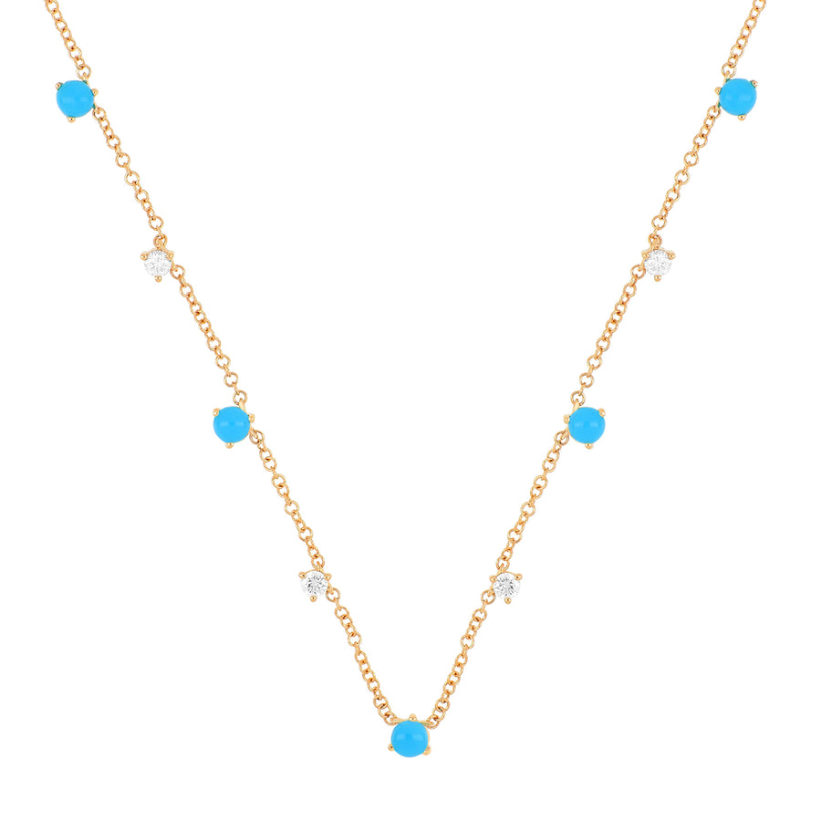 EF Collection Multi Turquoise & Diamond Necklace - Rose Gold - Broken English Jewelry