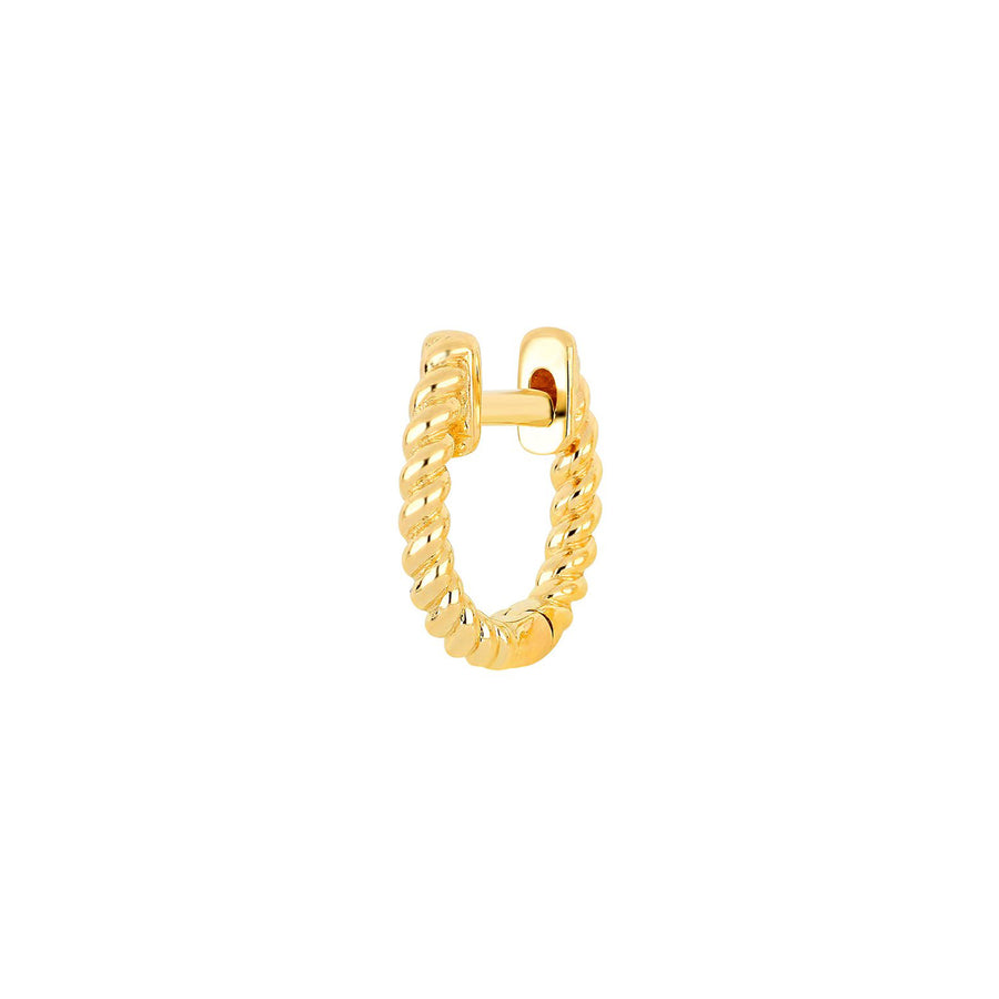 EF Collection Mini Gold Twist Huggie - Yellow Gold - Earrings - Broken English Jewelry