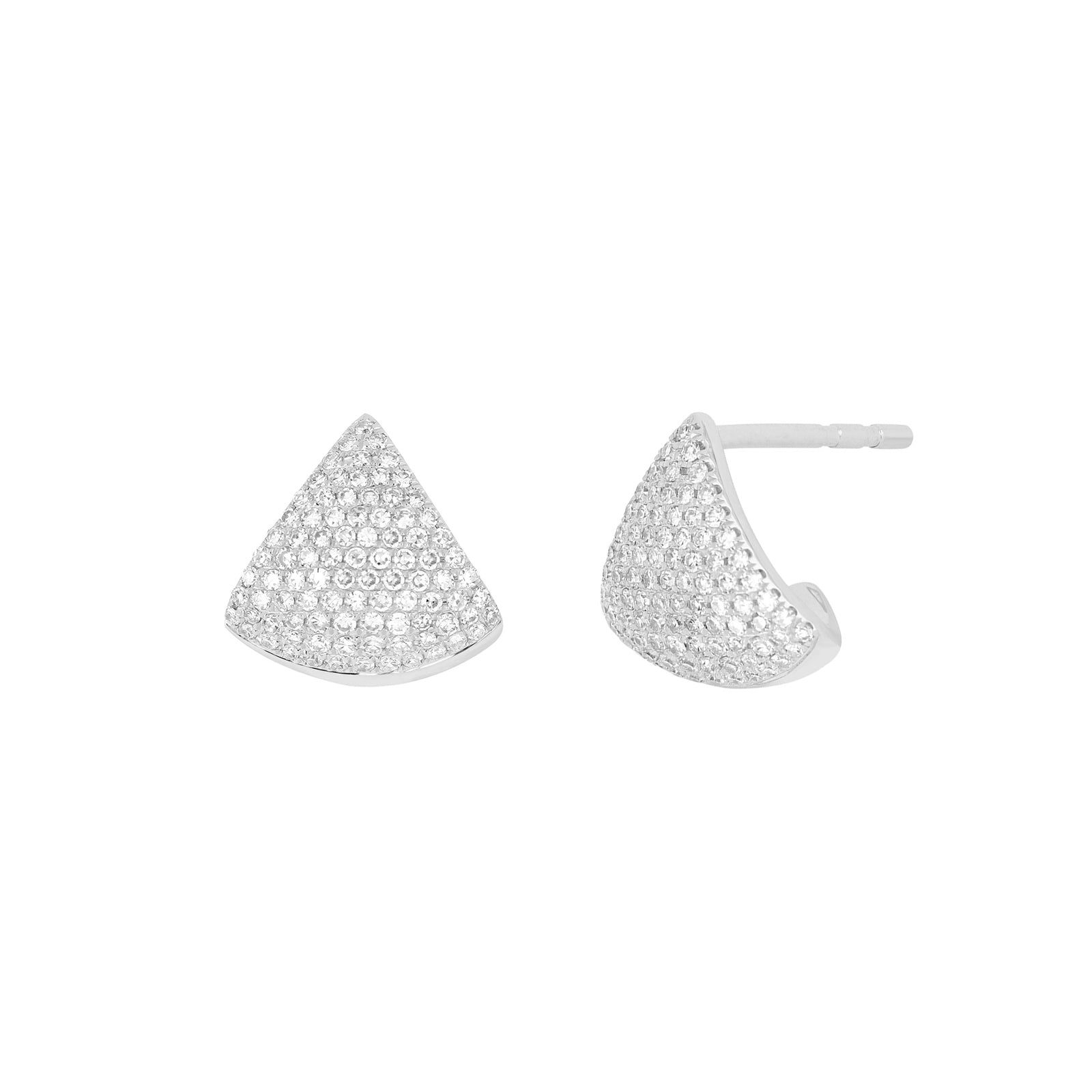 EF Collection Chevron Diamond Studs - White Gold - Broken English Jewelry
