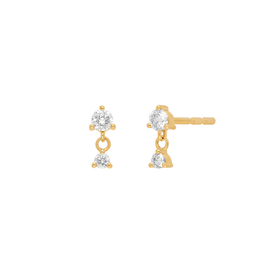 EF Collection Prong Set Diamond Dangle Studs - Yellow Gold - Earrings - Broken English Jewelry