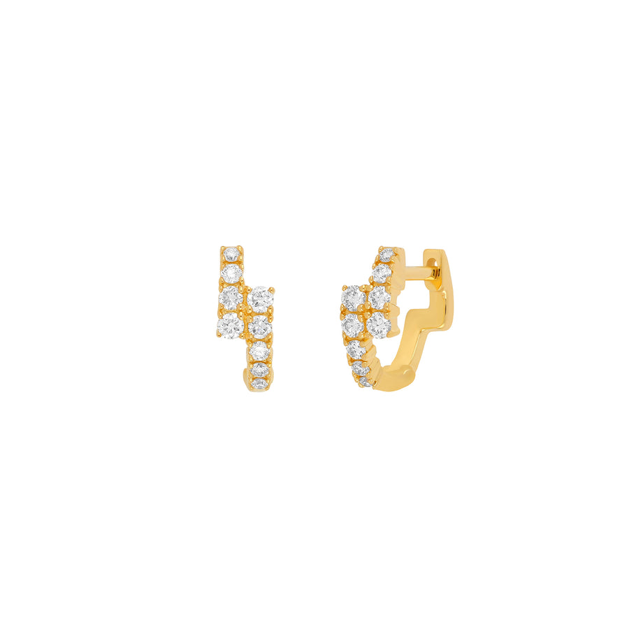 EF Collection Marley Mini Diamond Huggies - Yellow Gold - Earrings - Broken English Jewelry