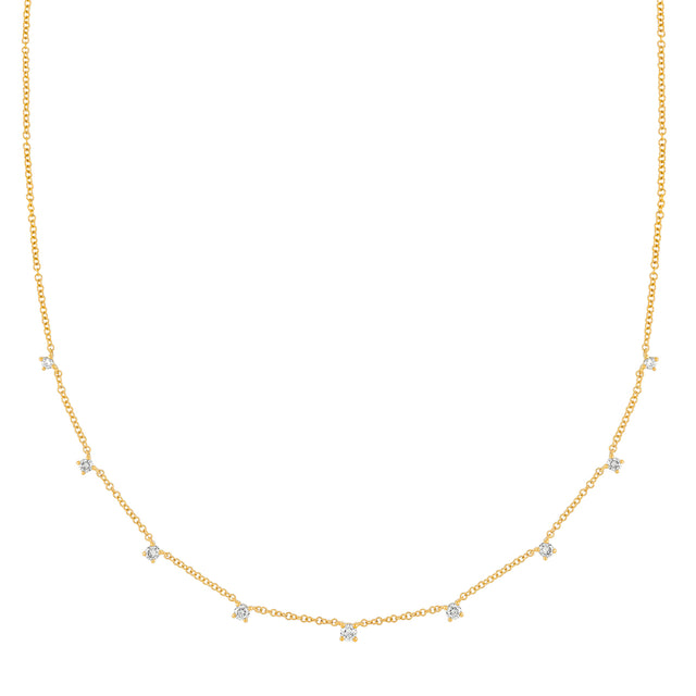 EF Collection 9 Prong Set Diamond Necklace - Yellow Gold - Necklaces - Broken English Jewelry