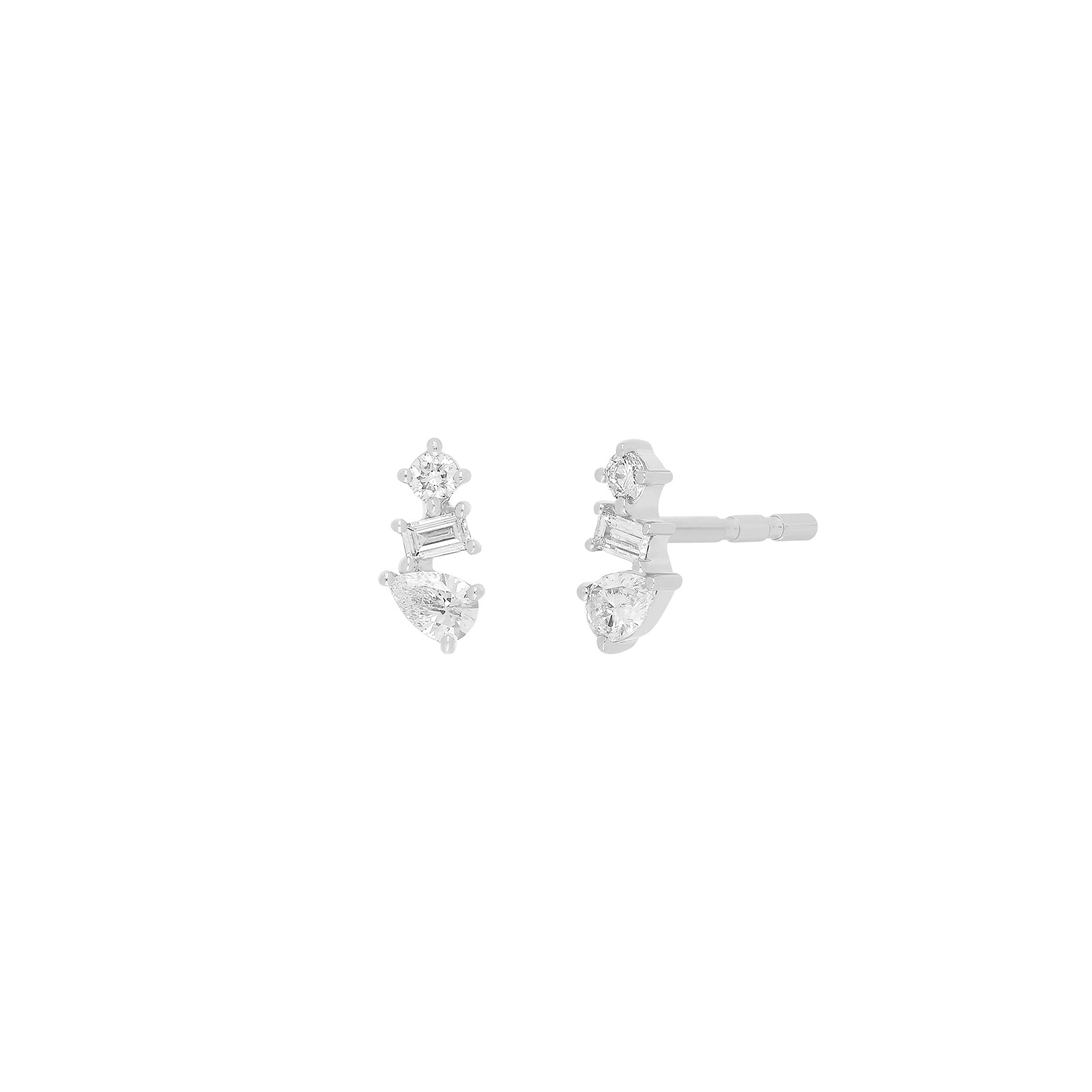Multi Faceted Diamond Studs - White Gold