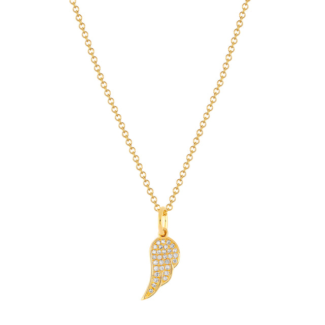 EF Collection Angel Wing Diamond Necklace - Yellow Gold - Necklaces - Broken English Jewelry