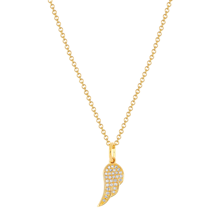 EF Collection Angel Wing Diamond Necklace - Yellow Gold - Necklaces - Broken English Jewelry