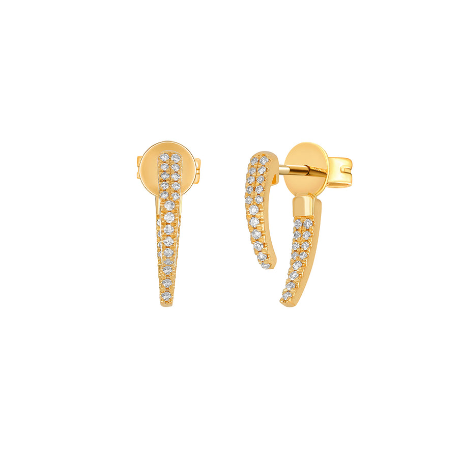 EF Collection Mini Hook Diamond Earrings - Yellow Gold - Earrings - Broken English Jewelry