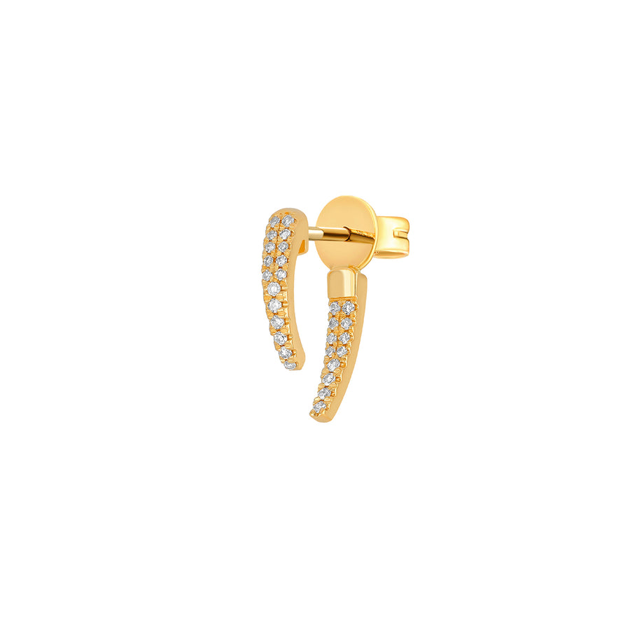 EF Collection Mini Hook Diamond Earring - Yellow Gold - Earrings - Broken English Jewelry