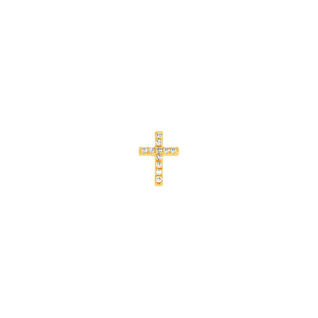 EF Collection Baby Cross Diamond Stud - Yellow Gold - Earrings - Broken English Jewelry