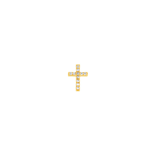 Baby Cross Diamond Stud - Yellow Gold - Main Img