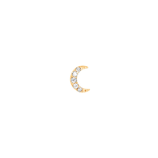 Baby Diamond Moon Stud - Yellow Gold - Main Img