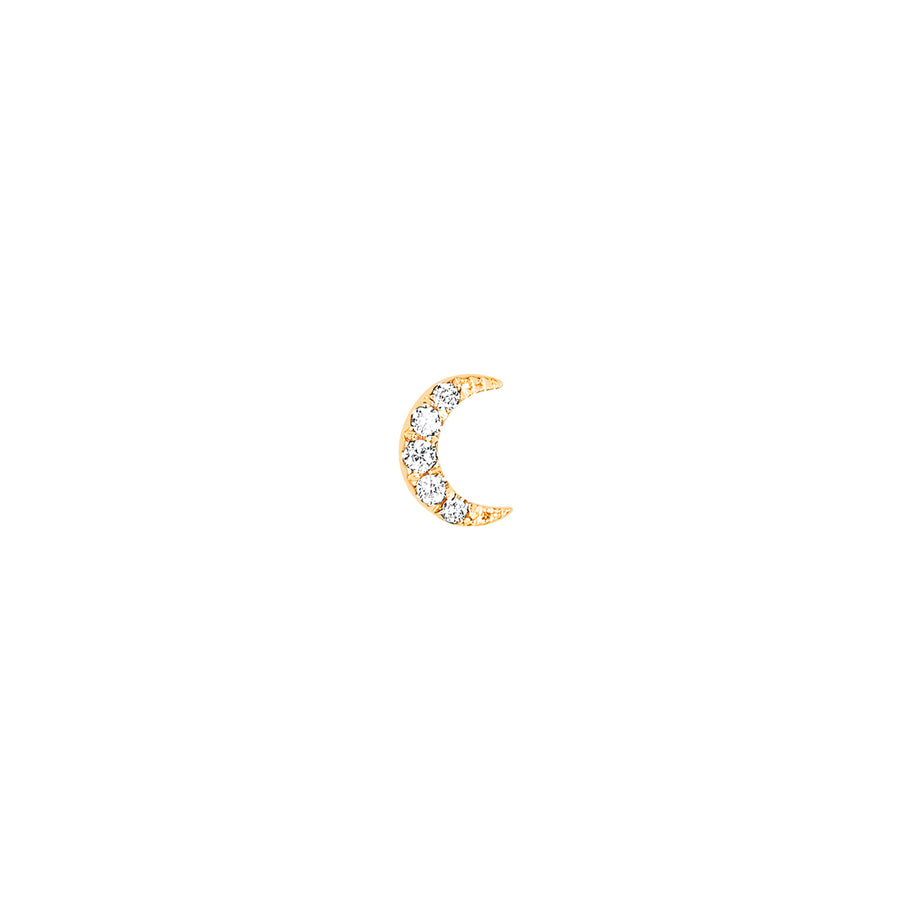 EF Collection Baby Diamond Moon Stud - Yellow Gold - Earrings - Broken English Jewelry