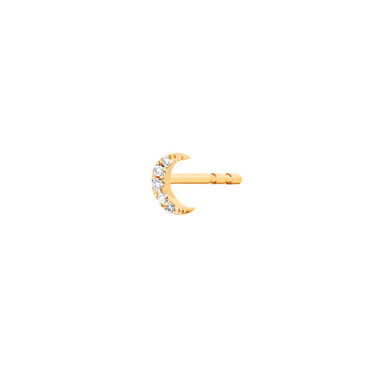 Baby Diamond Moon Stud - Yellow Gold