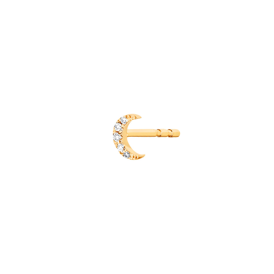 EF Collection Baby Diamond Moon Stud - Yellow Gold - Earrings - Broken English Jewelry