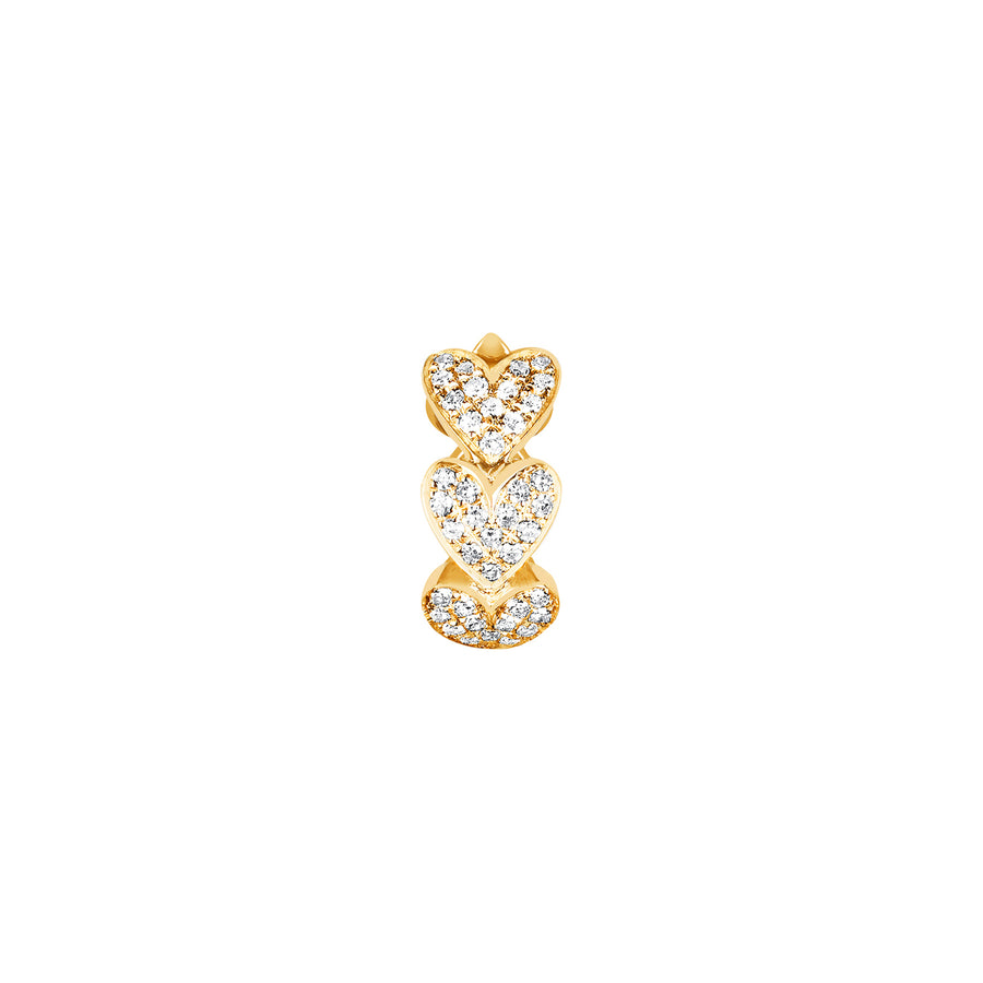 EF Collection Multi Heart Diamond Huggie - Yellow Gold - Earrings - Broken English Jewelry