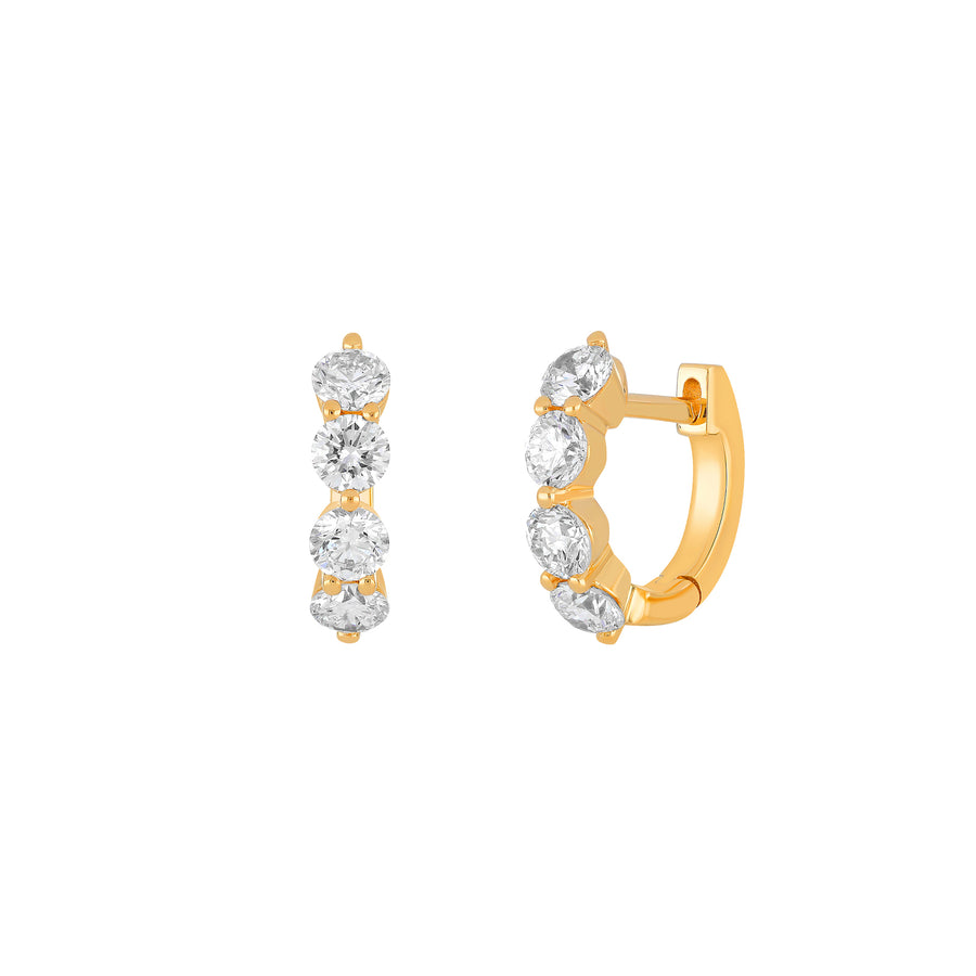 EF Collection Mini Jumbo Prong Set Diamond Huggies - Yellow Gold - Earrings - Broken English Jewelry