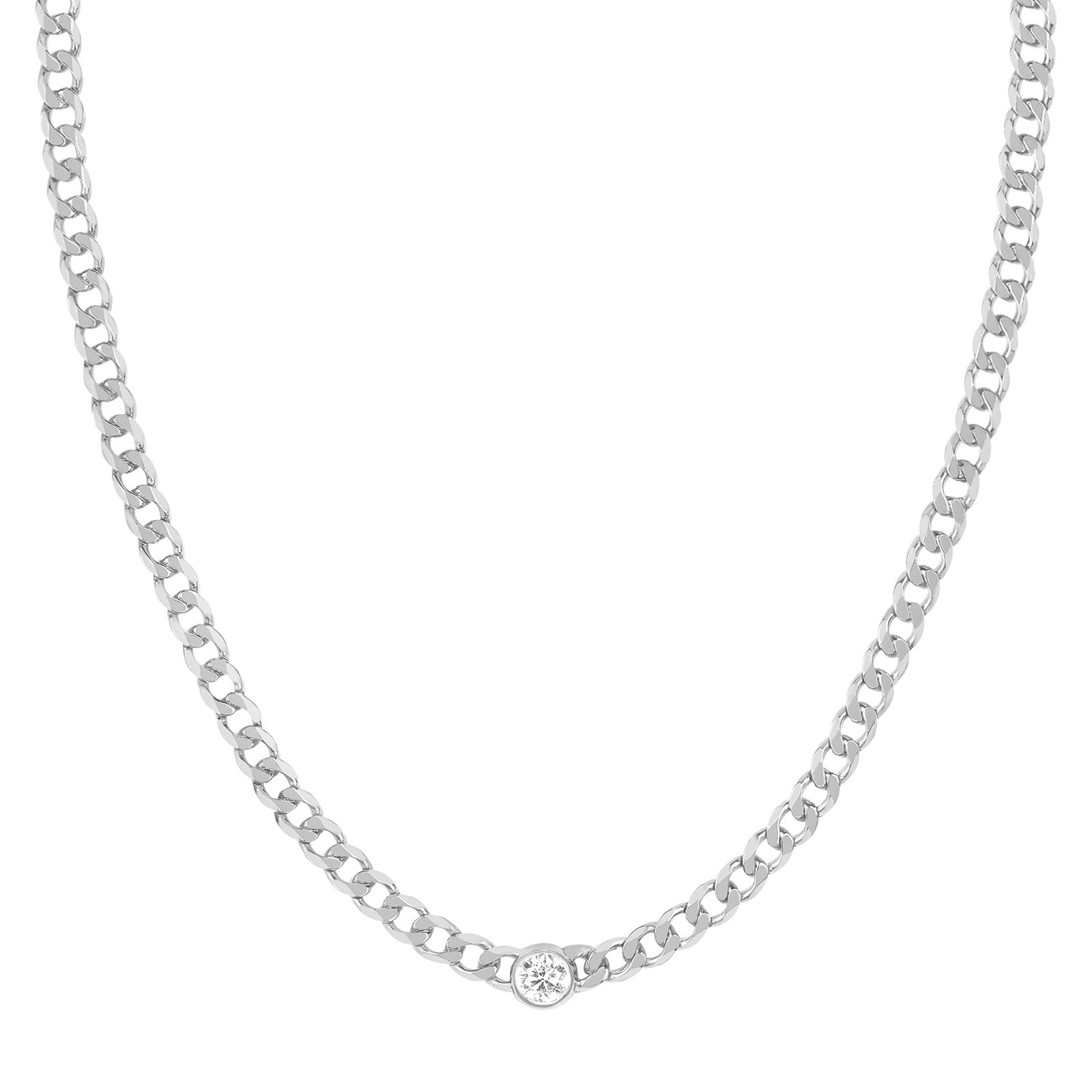 EF Collection Sari Diamond Necklace - White Gold - Necklaces - Broken English Jewelry