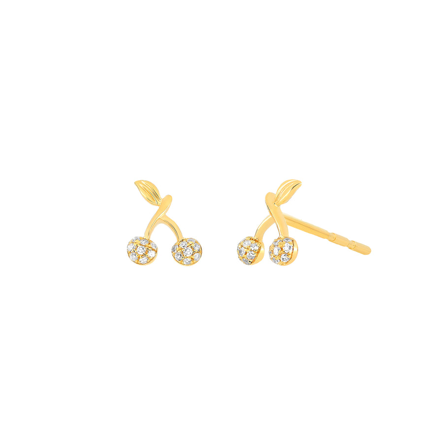 EF Collection Mini Cherry Stud Earrings - Yellow Gold - Earrings - Broken English Jewelry