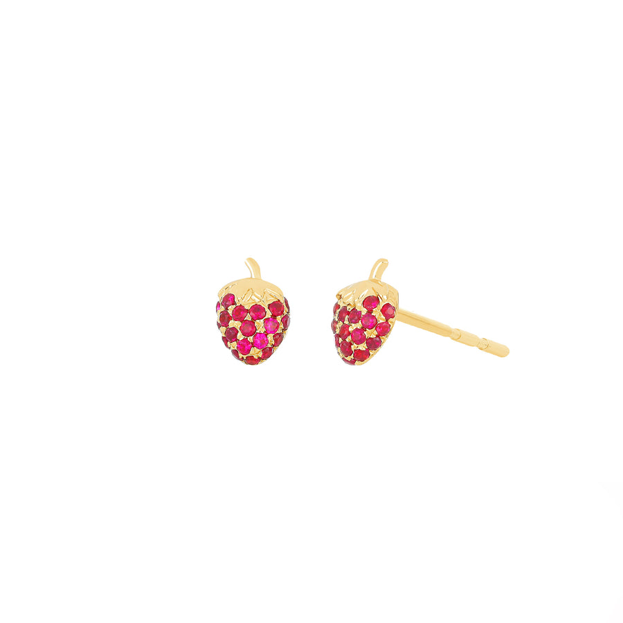EF Collection Mini Strawberry Stud Earrings - Yellow Gold - Earrings - Broken English Jewelry