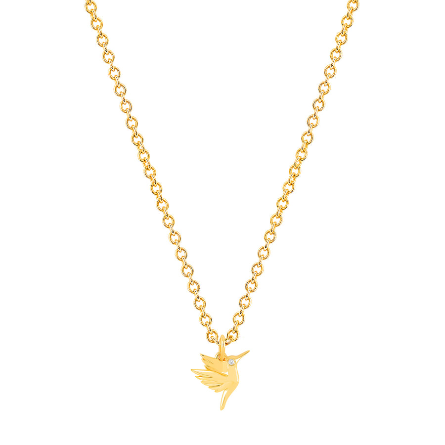 EF Collection Hummingbird Diamond Necklace - Yellow Gold - Necklaces - Broken English Jewelry