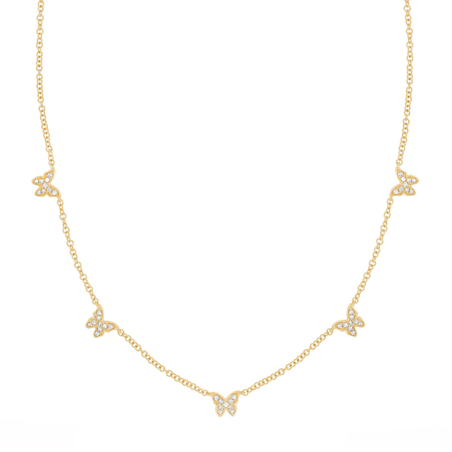 EF Collection 5 Baby Butterfly Diamond Necklace - Yellow Gold - Necklaces - Broken English Jewelry