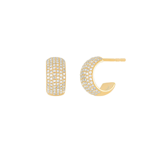EF Collection Bubble Diamond Huggie Earrings - Yellow Gold - Earrings - Broken English Jewelry
