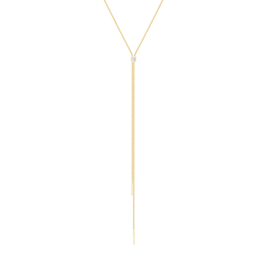 EF Collection Shayla Lariat Diamond Necklace - Yellow Gold - Necklaces - Broken English Jewelry