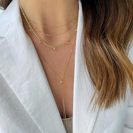 Shayla Lariat Diamond Necklace - Yellow Gold