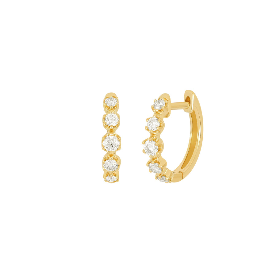 EF Collection Crown Diamond Huggies - Yellow Gold - Earrings - Broken English Jewelry
