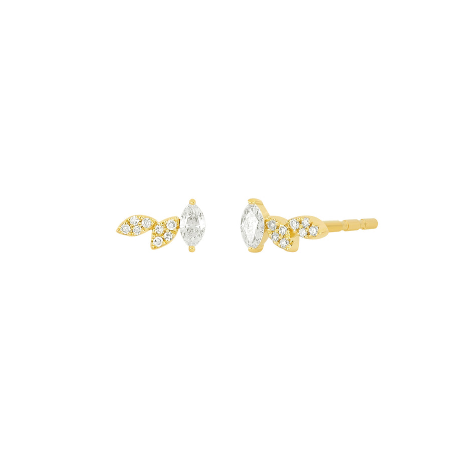 EF Collection Triple Marquise Diamond Stud Earrings - Yellow Gold - Earrings - Broken English Jewelry