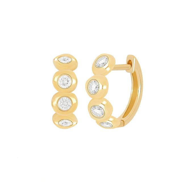 EF Collection Diamond Pillow Huggie Earrings - Earrings - Broken English Jewelry