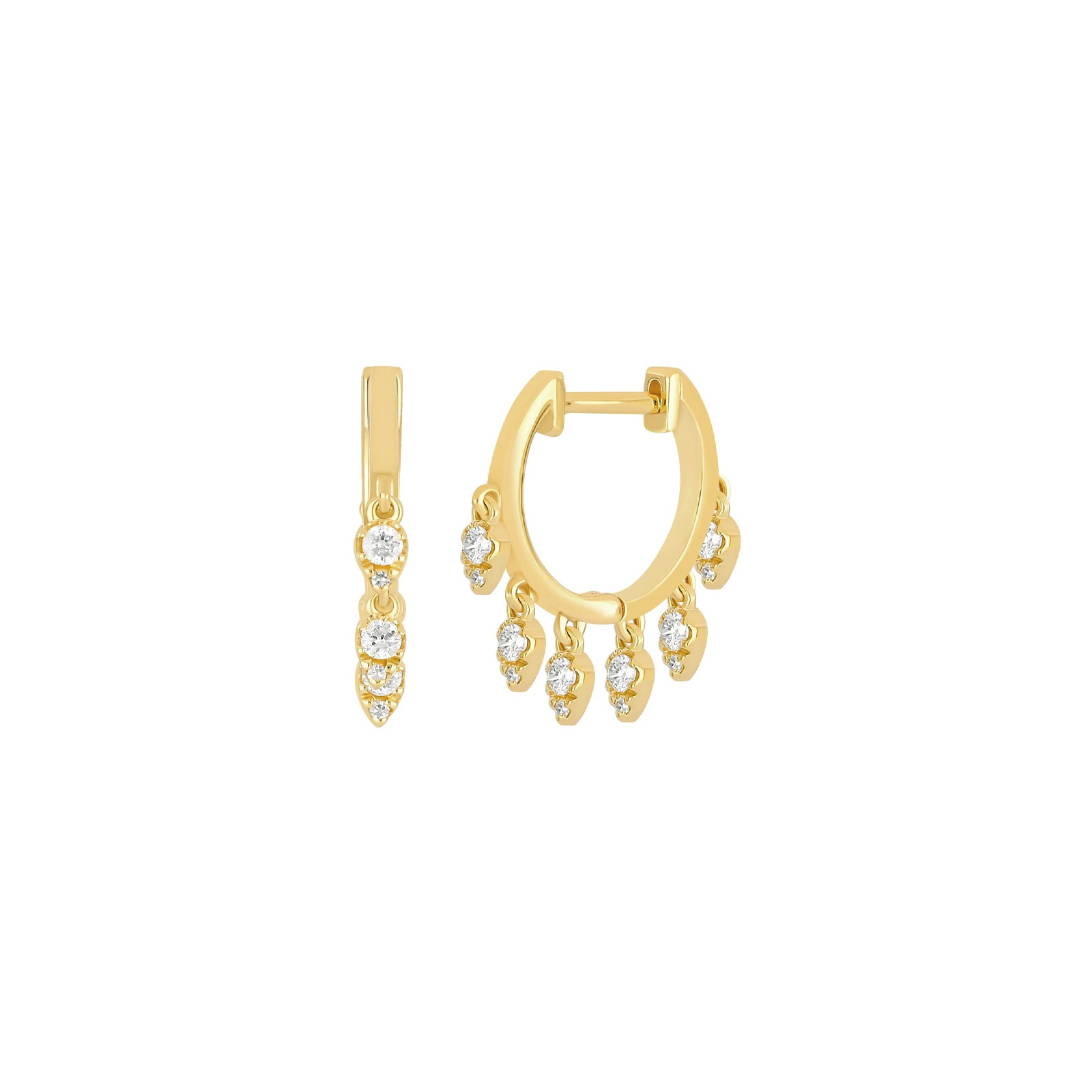 EF Collection Diamond Teardrop Shimmy Huggies  - Earrings - Broken English Jewelry