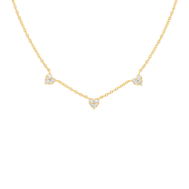 EF Collection Triple Full Cut Diamond Heart Necklace - Necklaces - Broken English Jewelry