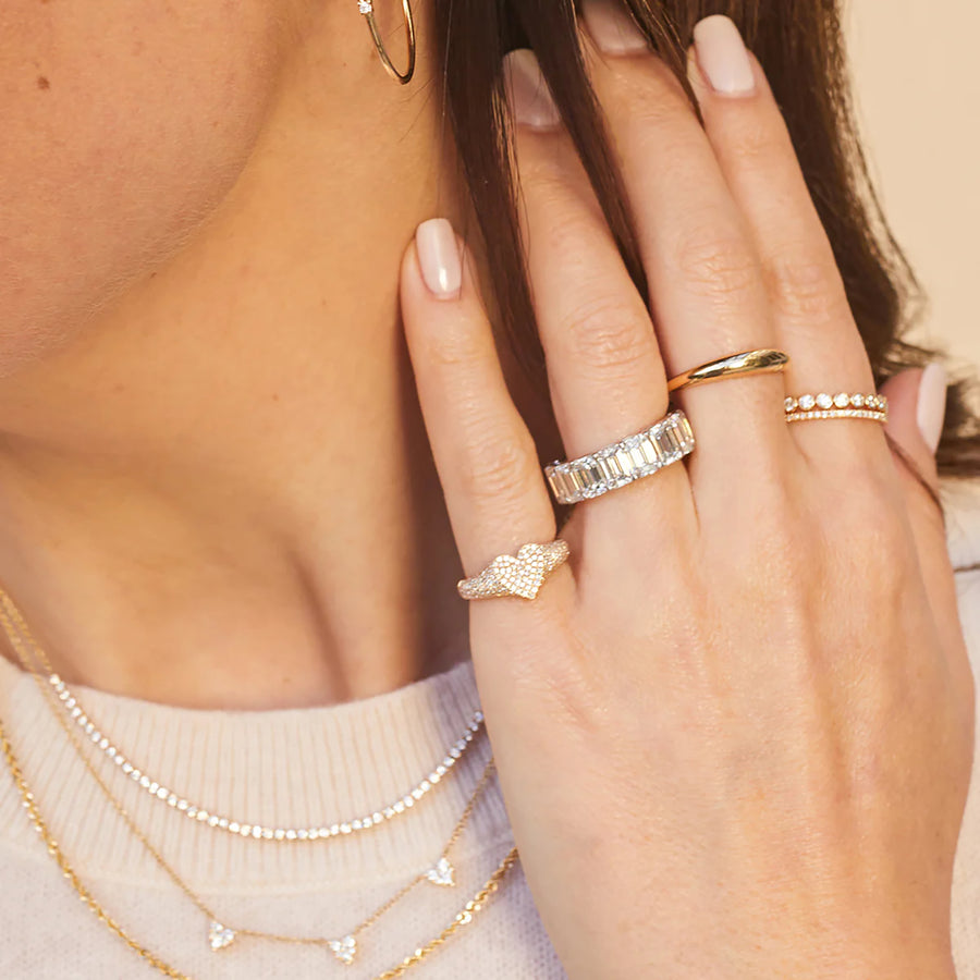 EF Collection Diamond Heart Signet Ring - Earrings - Broken English Jewelry