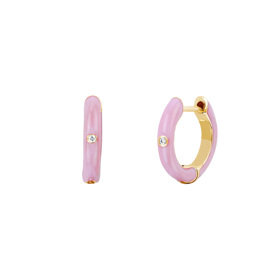 EF Collection Enamel Huggies - Light Pink - Broken English Jewelry