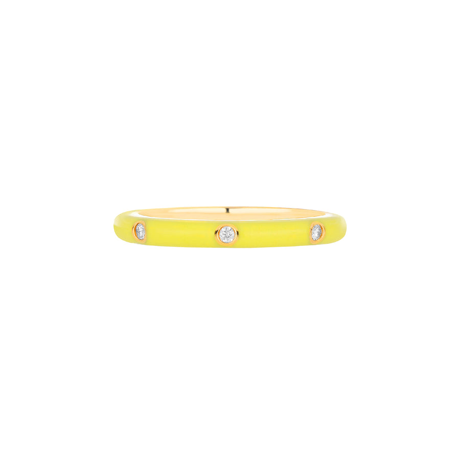 EF Collection 3 Diamond Yellow Enamel Stack Ring - Yellow Gold - Broken English Jewelry