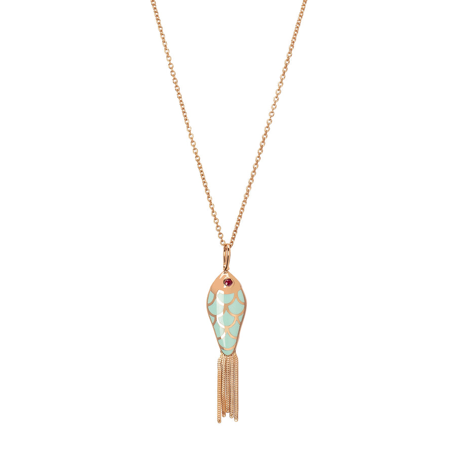 Selim Mouzannar Fish For Love Pendant Necklace - Ivory & Mint Green - Necklaces - Broken English Jewelry