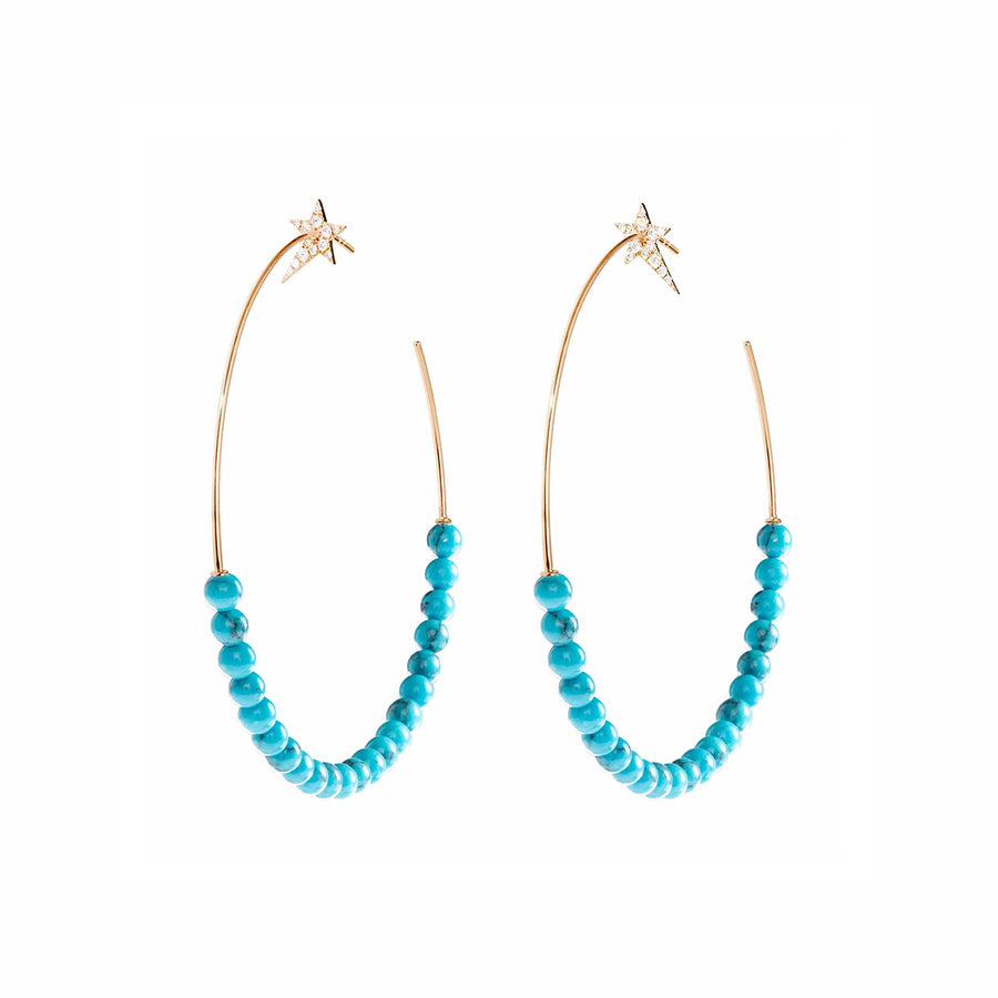 Star Motif Earrings With Turquoise Beads